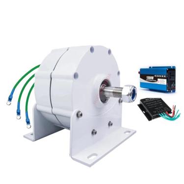 Imagem de HUIZHITENGDA Gerador de Turbina Eólica de Baixas RPM 1500W 220V-12V, Alternador AC/DC de Energia Livre com Base DIY Gerador de Íman Permanente para Turbina Eólica/De Água (Branco),24v