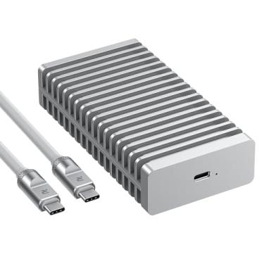 Imagem de RayCue Gabinete NVMe M.2 de 40 Gbps com duplo alumínio, capa SSD externa com aletas laterais, dissipação de calor silenciosa para Mac, Windows, Thunderbolt 4/3/3, USB 4/3.2/2.0 (inclui SSD de 1 TB