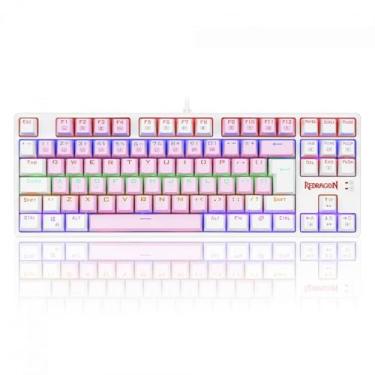 Imagem de TECLADO GAMER REDRAGON DAKSA ROSA E BRANCO COM SWITCH MARROM