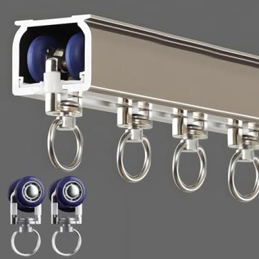 Imagem de Cortina de teto montada na parede, trilhos deslizantes resistentes de alumínio para janelas, sistema de trilho de cortina única silencioso para cortinas divisórias de quarto, sala de estar e quarto