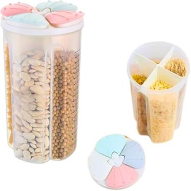 Imagem de Pote Plástico de Armazenamento com 4 Divisórias, 2,8 Litros, Transparente, Livre de BPA, 15x30x15cm