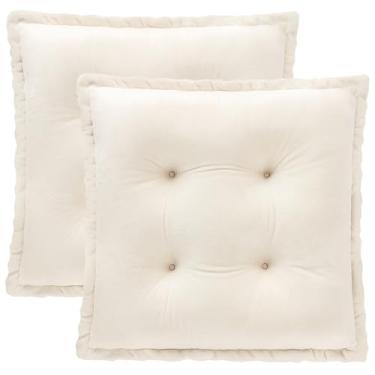 Imagem de 1 MIDDLE ONE Almofadas de cadeira para cadeiras de jantar, almofada de assento quadrada com laços para cozinha adultos sentados e cadeiras de escritório (branco-esbranquiçado, 15,7 x 15,7 polegadas