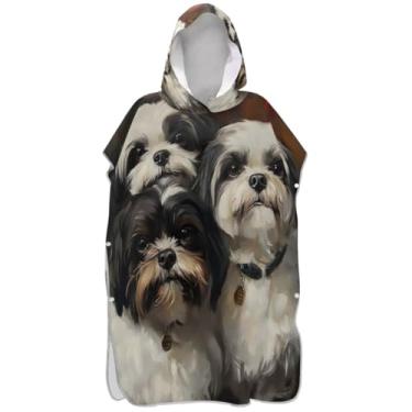 Imagem de Joisal Trocador de poncho de surfe, toalha de banho com capuz para adultos, plus size, poncho masculino com capuz, estampa de cães fofos