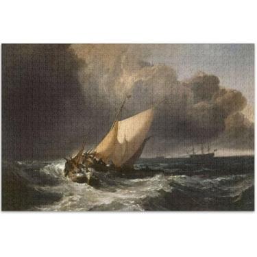 Imagem de J. M. W. Turner imprime barcos holandeses vendaval paisagem marítima quebra-cabeças 500 peças para adultos presentes para jogo de elefante branco mordaça presente quebra-cabeça pintura de arte floral