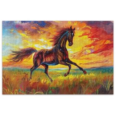 Imagem de Quebra-cabeça de pintura de cavalo galopante para adultos 1000 peças presentes engraçados amigos família brinquedo adulto pintura de belas artes
