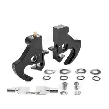 Imagem de Mofun Clipes de trava de ancoragem rotativos destacáveis com chaves, Sissy Bar Bagageiro Trava de encaixe compatível com Harley Touring Dyna Softail Sportster 1984-2025, preto