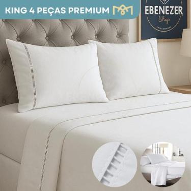 Imagem de Jogo De Lençol King 4 Peças Micropercal 400 Fios Fronha Ponto Palito S