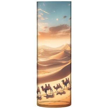 Imagem de Vaso cilíndrico de cenário de animais do deserto para flores, vasos de outono grandes, de plástico, personalizado, exclusivo, decoração de flores modernas, 30 cm x 9,9 cm