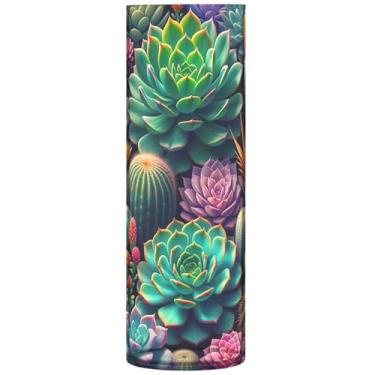 Imagem de Vasos de flores cilíndricos de suculentas coloridas vibrantes para centros de mesa, vaso redondo de plástico personalizado, estampa fofa para quarto, decoração de casa, 30 cm x 9,9 cm