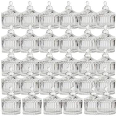 Imagem de Kit 30 Mini Bomboniere Potiche de Vidro Cristal Doces Decoração Lembrancinha Presente Aniversario(Kit 30 Bomboniere)