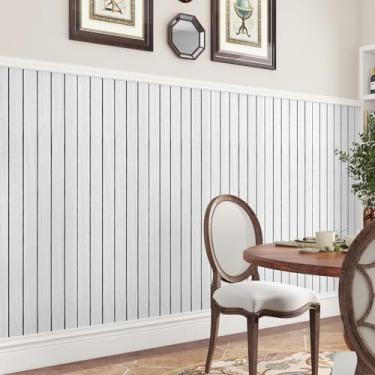 Imagem de Yullpaper Painel de parede de ripas de madeira cinza claro papel de parede descascar e colar papel de parede de ripas autoadesivo painel de madeira cinza para quarto parede vinil papel de contato de