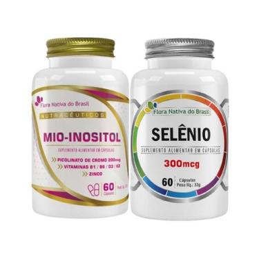 Imagem de Kit Mio Inositol Vitamina D K B1 B2 + Selênio 300ug 60 Cápsulas Flora 