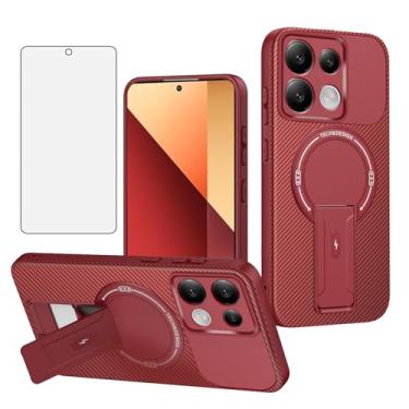 Imagem de Asuwish Capa de telefone para Xiaomi Redmi Note 13 Pro 4G/Poco M6 Pro 4G Capa magnética de fibra de carbono com protetor de tela de vidro temperado e suporte protetor de celular macio acessórios 13Pro