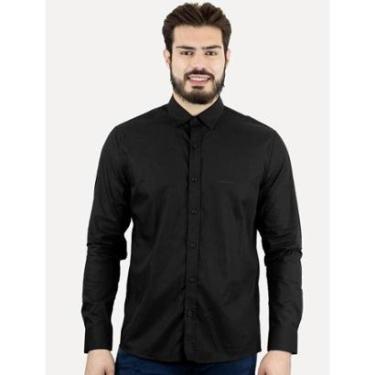 Imagem de Camisa Calvin Klein Jeans Masculina Regular Plain Dark Logo Preta-Masculino