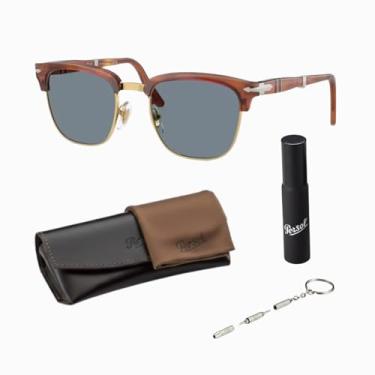 Imagem de Persol Óculos de sol quadrados PO3375S com kit oficial de óculos