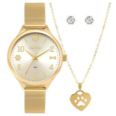 Imagem de Kit Relógio CONDOR Pet Feminino Dourado CO2035NKK/K4X-Feminino