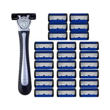 Imagem de Navalha Manual Unissex Com Lâmina De Aço Inoxidável De 6 Camadas, Cabe