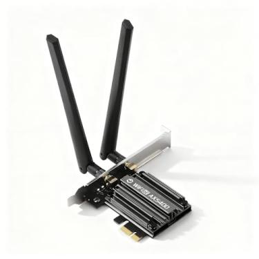 Imagem de Cartão PCIe WiFi 6E FENVI para PC de mesa, adaptador de rede sem fio AX5400 Tri-Band PCIe com Bluetooth 5.3, chipset MT7922, suporte de baixo perfil compatível com Windows 10/11 de 64 bits