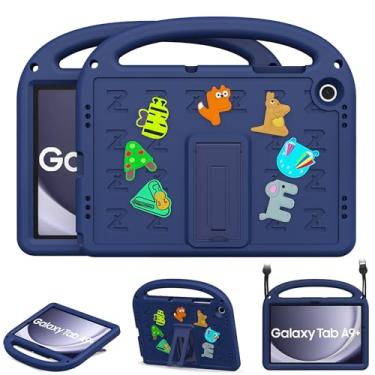 Imagem de AGROMI Capa infantil para Samsung Galaxy Tab A9+/A9 Plus 28 cm 2024/2023, com alça antiderrapante/suporte dobrável/alça de ombro, capa protetora à prova de choque para Galaxy Tab A9+/A9 Plus de 11