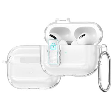 Imagem de Capa transparente para AirPods 4 2024 com trava segura, capa de TPU macio, lindo chaveiro brilhante para mulheres e meninas, branco transparente