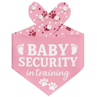 Imagem de THLOH Bandana Baby Security in Training Dog com botões de pressão – Lenço reversível de camada dupla para anúncio de bebê, revelação de gênero, fotos de família, ajuste ajustável, presente (rosa, GG)