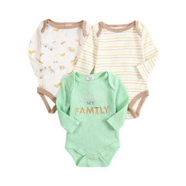 Imagem de Conjunto De 3 Peças De Macacão De Algodão Para Bebê Menino, Roupas De 