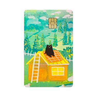 Imagem de Adesivo De Filme PVC De Gato Preto Para Cartão De Débito E Crédito Com