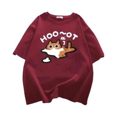 Imagem de Camiseta de manga curta estampada de desenho animado verão confortável