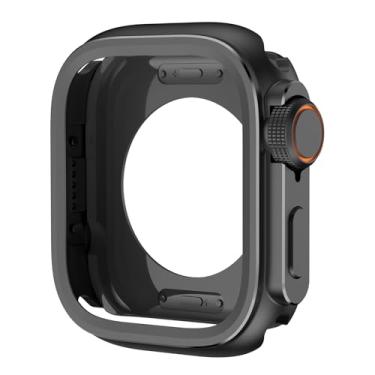 Imagem de KGFCE Capa protetora de metal para Apple Watch S10 46 mm capa protetora para iWatch séries 10 9 8 7 6 5 SE muda para Ultra 2 capas de relógio de titânio de 49 mm (preto, 45 MM-série 7 8 9)