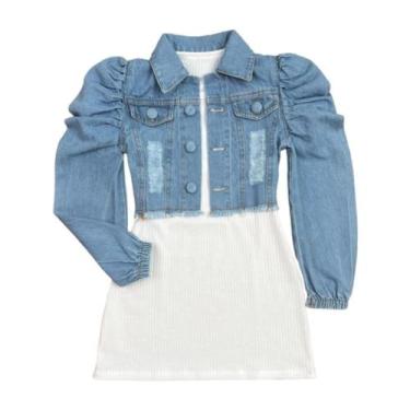 Imagem de Vestido Infantil Com Jaqueta Manga Princesa Mini Diva Luxo, Branco, Je