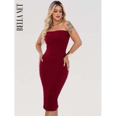 Imagem de Vestido midi sem alça luxo tubinho tecido premium - Verde - M - Criss,