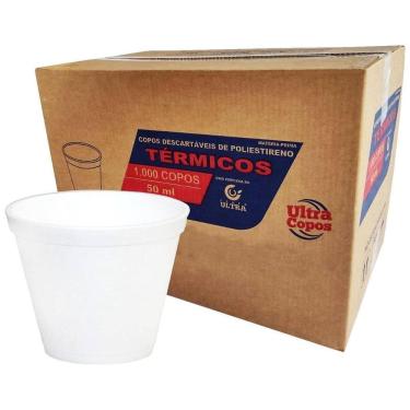 Imagem de Copo De Isopor Descartável Térmico 120Ml Branco  1Cx  C/1000