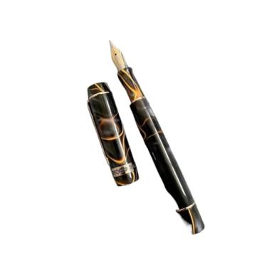 Imagem de AXPTI Caneta-tinteiro acrílica limão ponta longa faca bonita mármore âmbar caneta de tinta escrita escritório negócios novo (13)