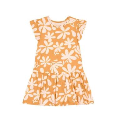 Imagem de Vestido infantil menina de flores Brandili -Laranja, 8, Laranja