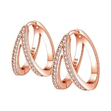 Imagem de Brincos De Argola Minimalistas Em Prata Esterlina 925 Com Fecho De Zir