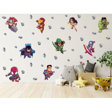 Imagem de Adesivo De Parede Super Heróis E Pedrinhas tamanho P Decoração Infanti