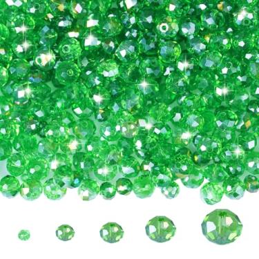 Imagem de 1050 contas de vidro verde 3 mm 4 mm 6 mm 8 mm 10 mm Rondelle contas espaçadoras de cristal facetado para colar pulseira brincos diy joias artesanato suprimentos (verde AB)