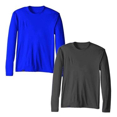 Imagem de Kit 2 Camisetas Slim Fitness Proteção Solar Uv 50 Ice Tecido Gelado Masculina-Masculino