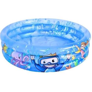 Imagem de Piscina Inflavel 165L 120cm 3 Aneis Colorida Fundo do Mar - Ark Brasil