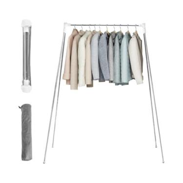 Imagem de Varal De Roupas De Viagem Em Aço Inoxidável Dobrável Com Pés Antiderra