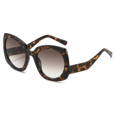 Imagem de VFDHN Óculos de Sol Femininos Fashion Butterfly Oval Vintage Coloridos Masculinos Punk Degradê UV400 (5702-C3)