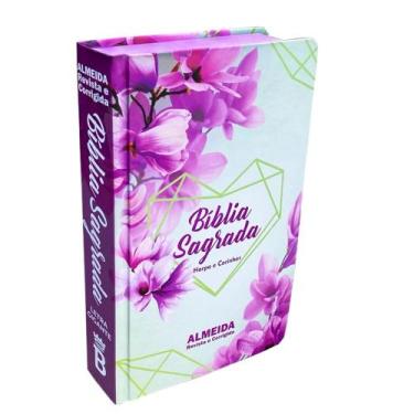 Imagem de Biblia Sagrada Flores Lilás Palavras de Jesus Em Vermelho - Capa Dura 