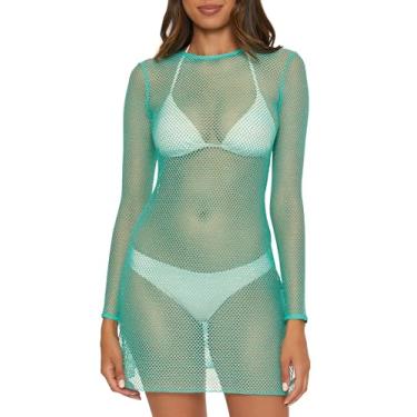 Imagem de BECCA Network - Vestido feminino redondo, casual, sem fecho, transparente, saída de praia para mulheres, Bermuda, M