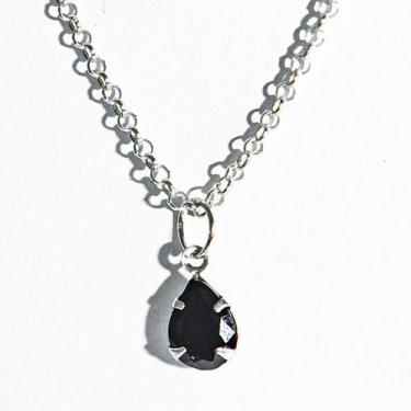 Imagem de Colar Gota Facetada Zircônia Obsidiana Garra Prata 925 - CristaisdeCur