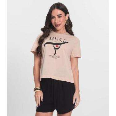 Imagem de T- Shirt Feminina Manga Curta Endless Rosa, G, Rosa