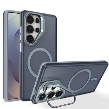 Imagem de POYUFRG Capa magnética para Samsung Galaxy S26 Ultra/S26 Plus/S26, capa fina translúcida fosca com proteção de lente de metal, capa de suporte, roxa, S26 Ultra