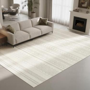 Imagem de Lbris Tapetes laváveis 20 x 25 cm x 25 cm para sala de estar - Tapetes abstratos modernos para quarto, sala de jantar, tapete grande macio de pilha baixa com suporte de borracha antiderrapante, tapete