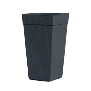 Imagem de Vaso De Planta Quadrado Coluna Rattan Grande P/Flores Plantas Pomar Jardim Sacada Jardinagem(Preto,17,5 Litros)