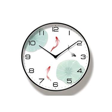 Imagem de Relógio de parede silencioso estilo chinês de 30,5 cm, design moderno, sala de estar, gráficos de parede retrô