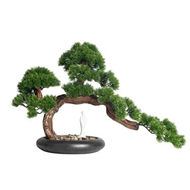 Imagem de Bonsai artificial, árvore de bonsai artificial, decoração de plantas artificiais, vasos de cerâmica, planta de bonsai de pinheiro, para decoração de árvore de bonsai artificial